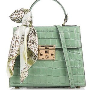 Italian Leather Bag with Decorative Scarf Included, Made in Florence, Italy